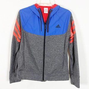 Adidas Colorful Long Sleeve Hooded Zip Front Sweatshirt Size Large